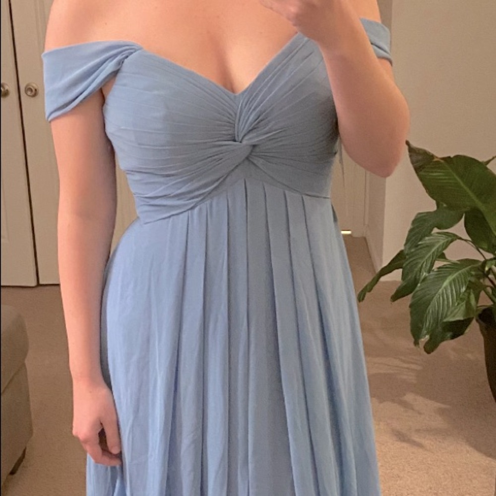 Azazie kaitlynn dress size 10 dusty blue